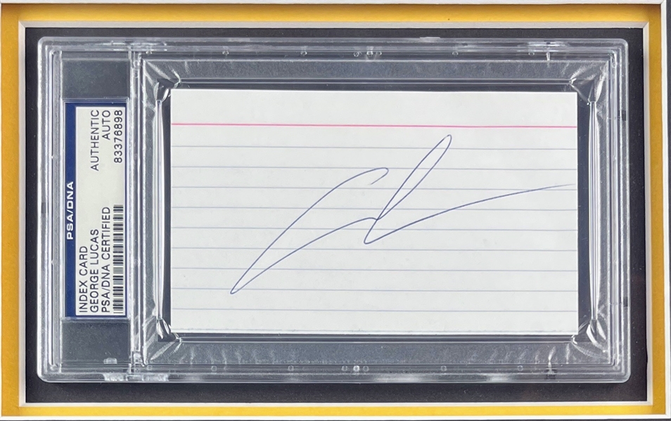 Star Wars: George Lucas Signed Card w/ Incredible Custom Display (PSA/DNA)