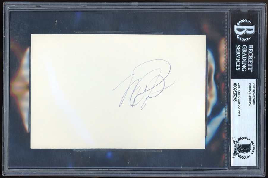 Michael Jordan Signed 5 x 6 Index Card with Early Autograph! (Beckett/BAS Encapsulated)