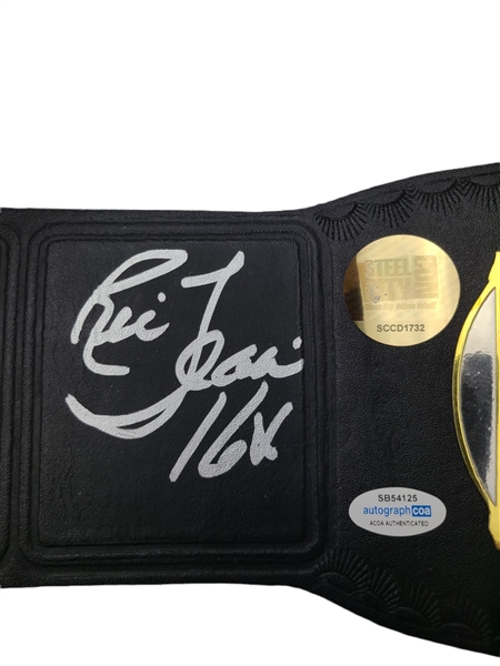 Ric Flair Autographed World Championship Winged Eagle Metal Leather Belt (ACOA)