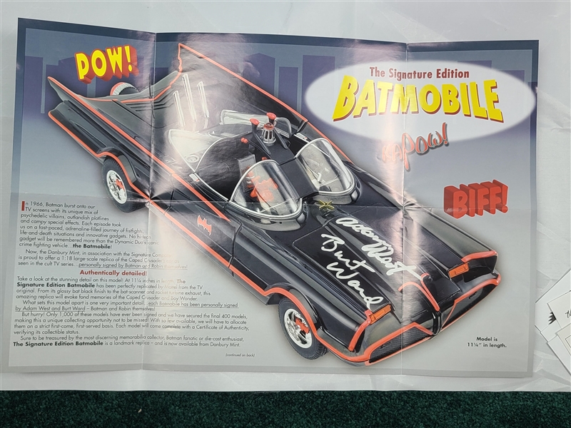 Batman Adam West Burt Ward Signed Danbury Mint 1:18 Scale Die-Cast Batmobile (Danbury Mint)(Third Party Guaranteed)