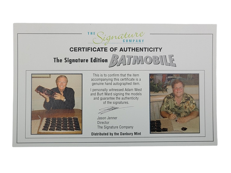 Batman Adam West Burt Ward Signed Danbury Mint 1:18 Scale Die-Cast Batmobile (Danbury Mint)(Third Party Guaranteed)
