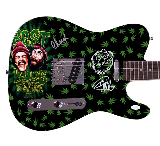 Cheech and Chong Autographed Guitar with Sketch (ACOA)