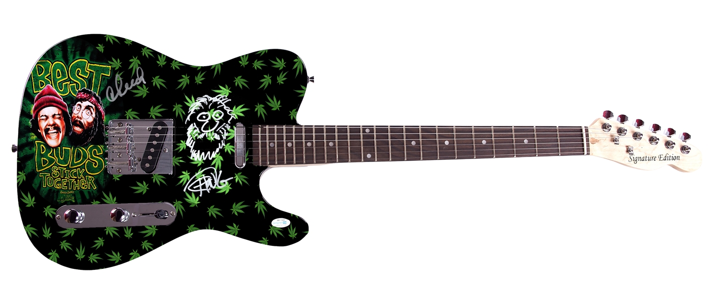 Cheech and Chong Autographed Guitar with Sketch (ACOA)