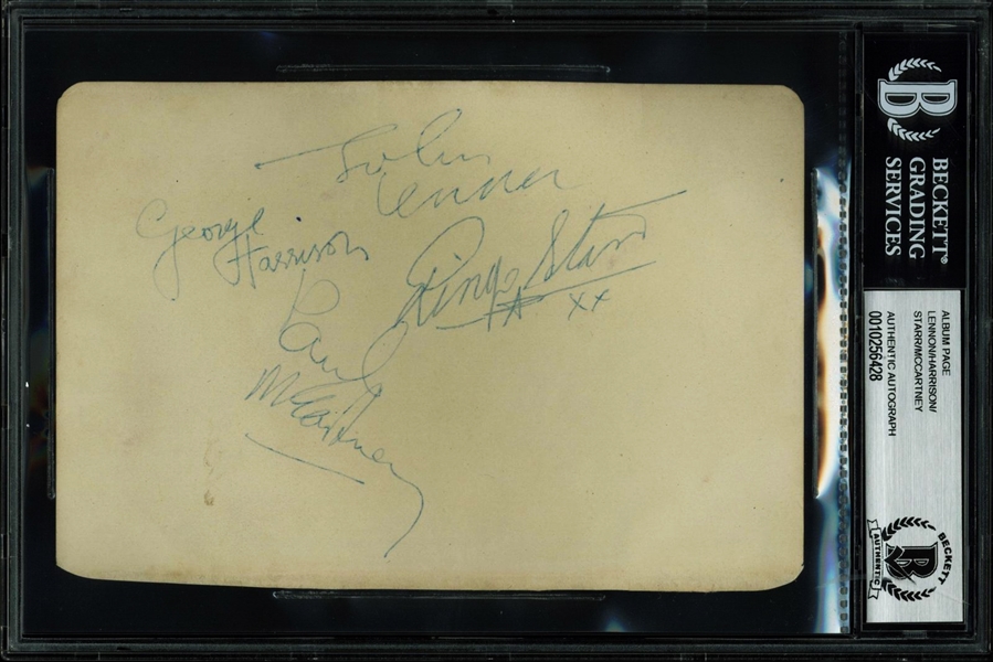 The Beatles Superb Group Signed Vintage Album Page with All Four Members (Beckett/BAS Encapsulated)