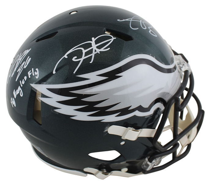 Eagles Stars Multi Signed PROLINE Game Model Helmet with Hurts, Sanders & Brown (Beckett/BAS Witnessed)