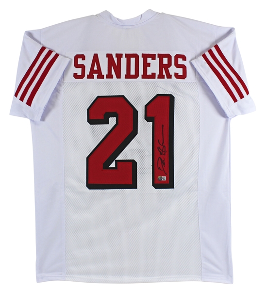 Deion Sanders Signed San Francisco 49ers Style Jersey (Beckett/BAS Witnessed)