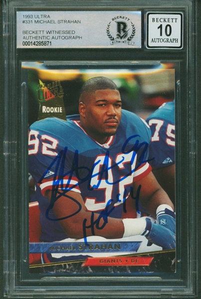 Michael Strahan Signed 1993 Fleer Ultra Rookie Card with GEM MINT 10 Autograph! (Beckett/BAS Encapsulated)
