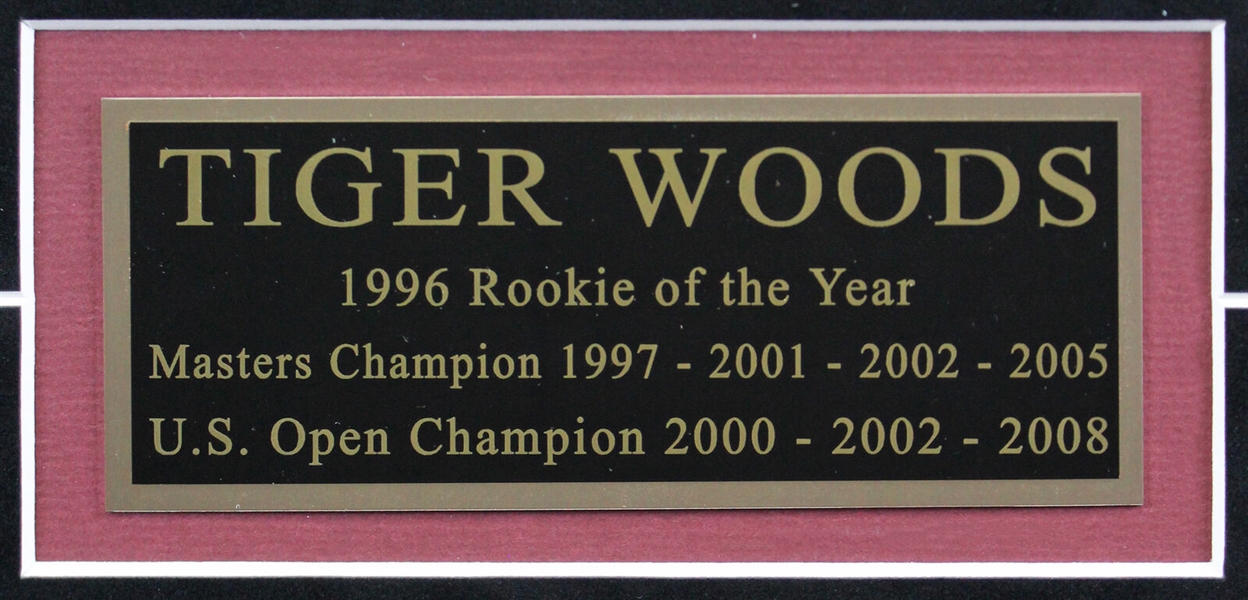 Tiger Woods Beautiful Signed 16 x 20 Color First Pump Photograph in Framed Display (UDA)