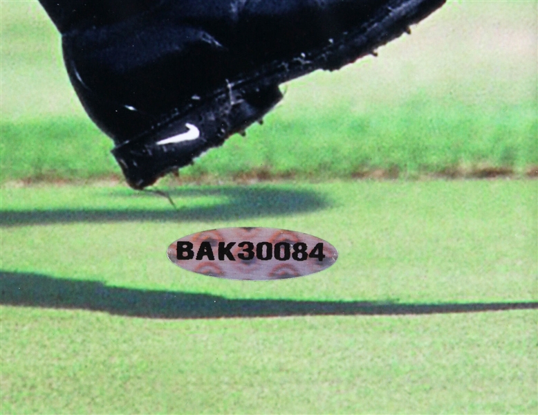 Tiger Woods Beautiful Signed 16 x 20 Color First Pump Photograph in Framed Display (UDA)