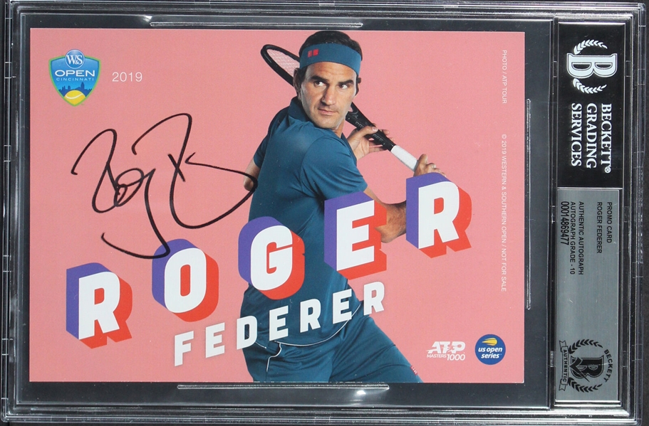 Roger Federer Signed 5 x 7 2019 W&S Open Promo Photo (Beckett/BAS Encapsulated)