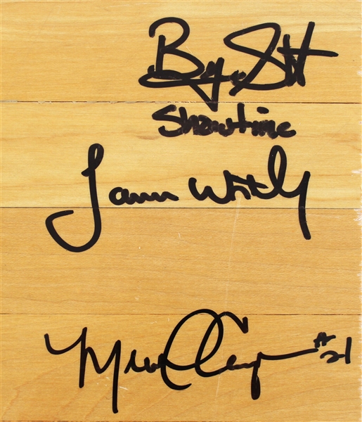 Showtime Lakers (8) Signed 8 x 10 Forum Floorboard Piece - Magic, Kareem +6 (PSA/DNA & BAS/Beckett)
