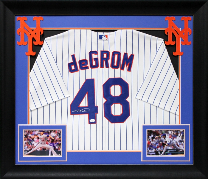 Jacob deGrom Signed NY Mets Jersey in Custom Framed Display (JSA COA)