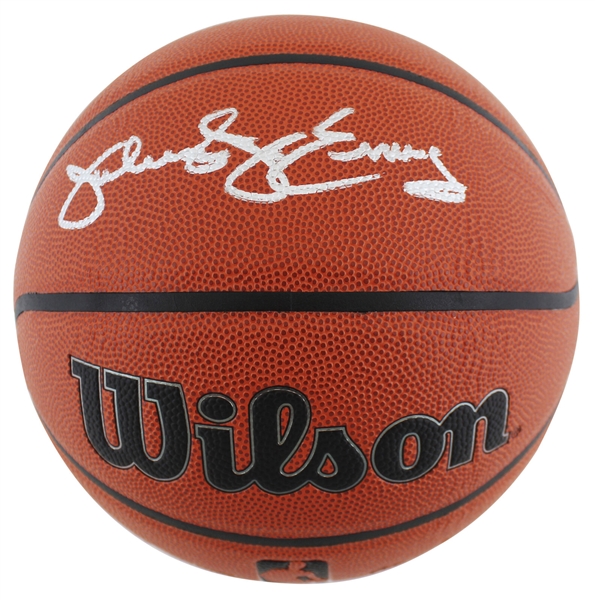 Julius Dr. J Erving Signed Wilson NBA I/O Basketball (Beckett/BAS Witnessed)