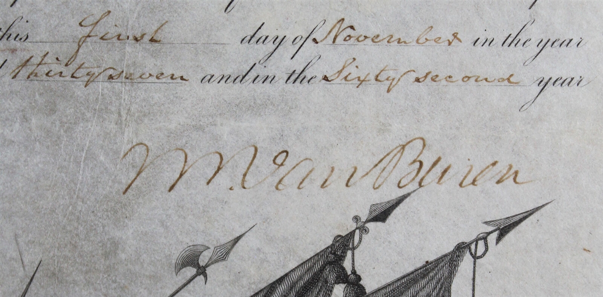 Martin Van Buren Signed Presidential Military Commission in Custom Framed Display (Beckett/BAS LOA)