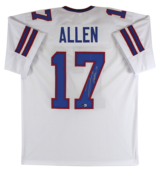 Josh Allen Signed Buffalo Bills White Road Style Jersey (Beckett/BAS Witnessed)