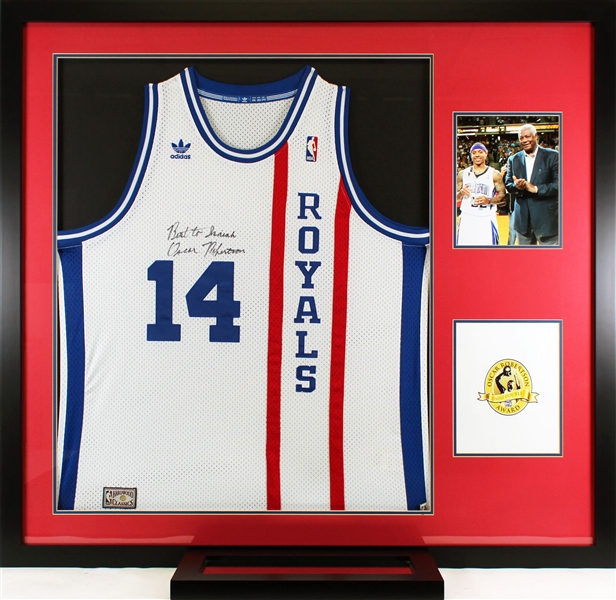 Oscar Robertson Signed Cincinnati Royals Throwback Style Jersey Presented to Isiah Thomas During Award Ceremony (Beckett/BAS LOA)