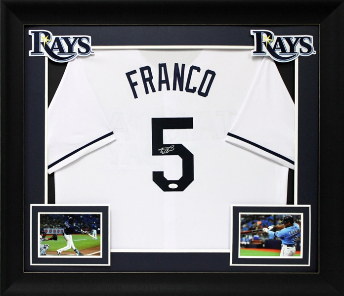 Wander Franco Signed Rays Jersey in Custom Framed Display (JSA)