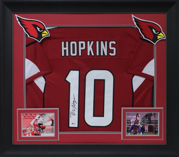 DeAndre Hopkins Signed Cardinals Jersey in Custom Framed Display (Beckett/BAS Witnessed)