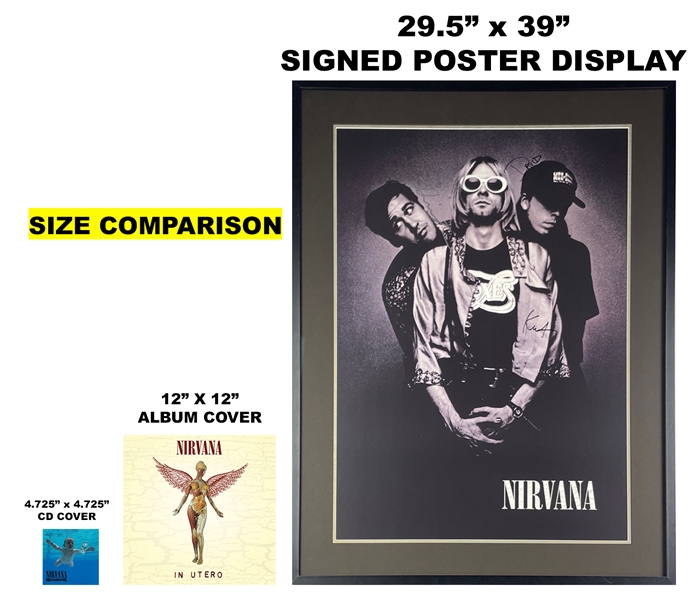 Nirvana: Impossibly RARE Group Signed 1993 “In Utero” Large Format Promo Poster with Extraordinary Provenance Tied Directly to Offices of David Geffen (Jeff Gold Recordmecca & Epperson/REAL LOAs)
