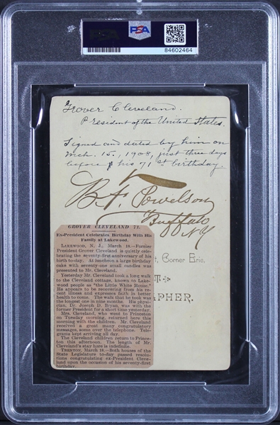 President Grover Cleveland Signed 4.25 x 6.5 Cabinent Photograph (PSA/DNA Encapsulated)