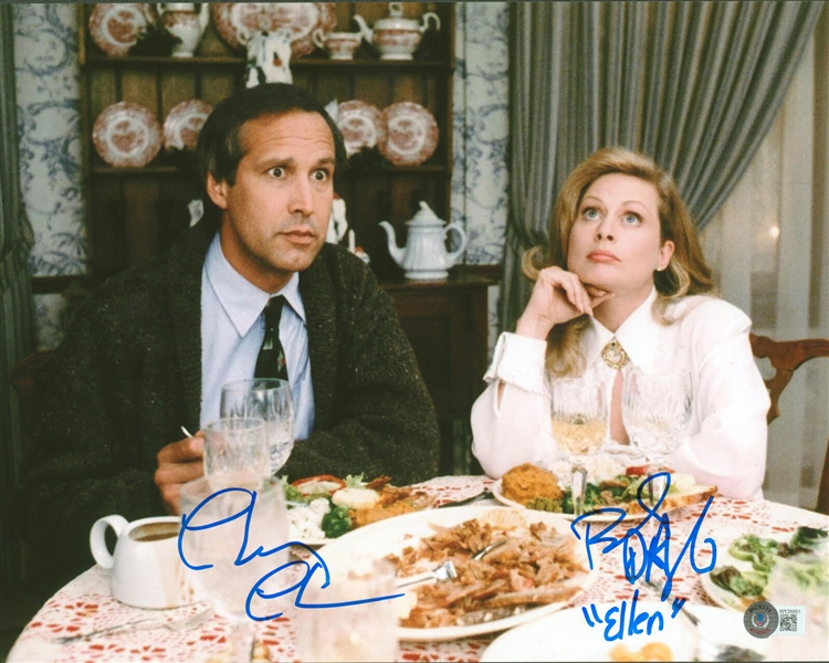 Christmas Vacation: Chevy Chase & Beverly D'Angelo Rare Dual Signed 11 x 14 Color Photo (Beckett/BAS)