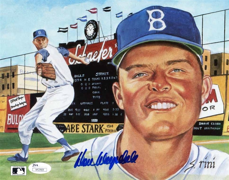 Don Drysdale Signed Ltd. Ed. Brooklyn Dodgers 8 x 10 Card Stock Photo (JSA)