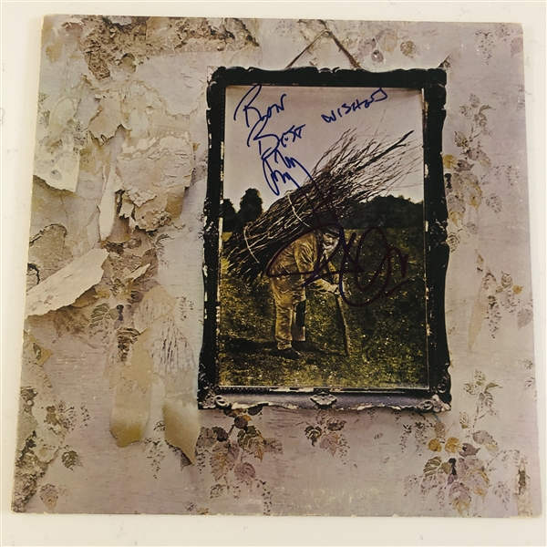 Led Zeppelin In-Person Dual-Signed Page & Plant “IV” Record Album (2 Sigs) (John Brennan Collection) (JSA Authentication)