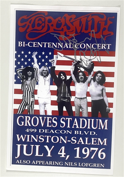 Aerosmith: Joe Perry Signed Bi-Centennial Concert Groves Stadium 11” x 17” Laser Print Mini Poster (Third Party Guaranteed) 