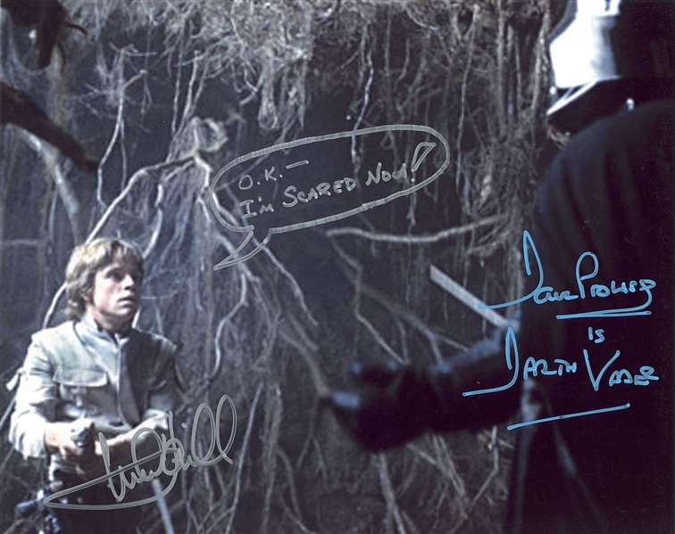 Star Wars: Mark Hamill w/ Quote & Dave Prowse Dual-Signed 10” x 8” Photo from “The Empire Strikes Back” (Third Party Guaranteed)