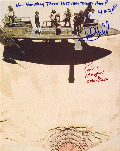 Star Wars: Mark Hamill w/ Quote & Peter Mayhew 8” x 10” Photo from “Return of the Jedi” (2 Sigs) (Third Party Guaranteed)