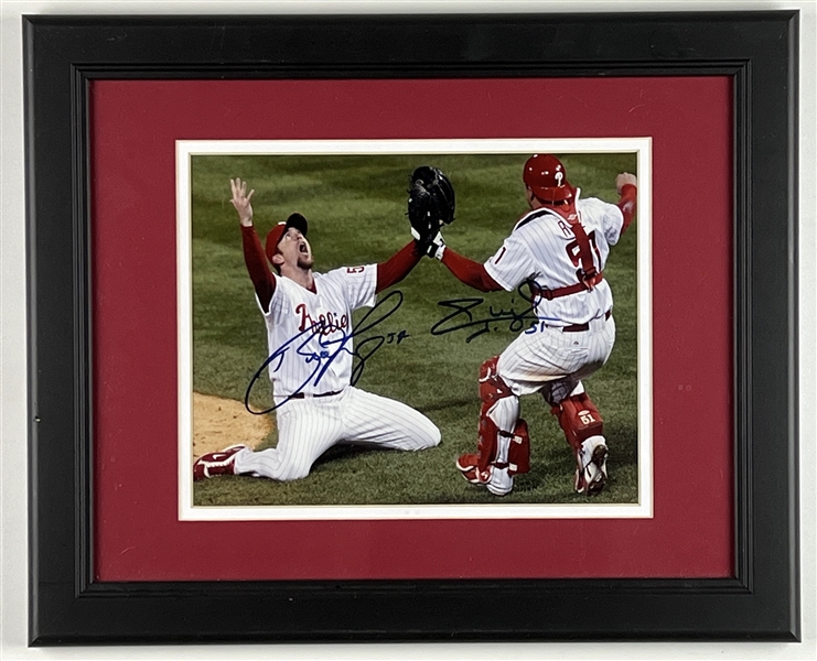 Phillies 2008 World Series Lidge & Ruiz 10” x 8” Dual-Signed Photo Framed (Third Party Guaranteed) 