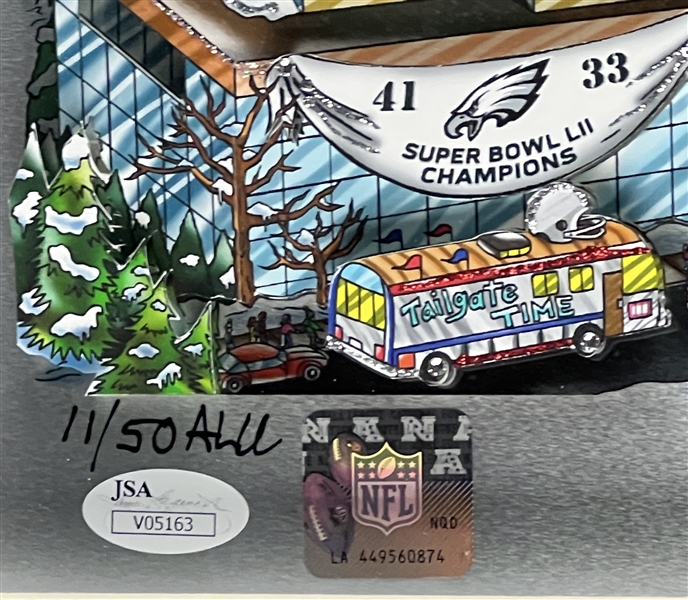 Charles Fazzino Limited-Edition Original Artwork Eagles “Super Bowl LII: Minneapolis” 13” x 16.25” Signed by Nick Foles & Artist (Third Party Guaranteed) 