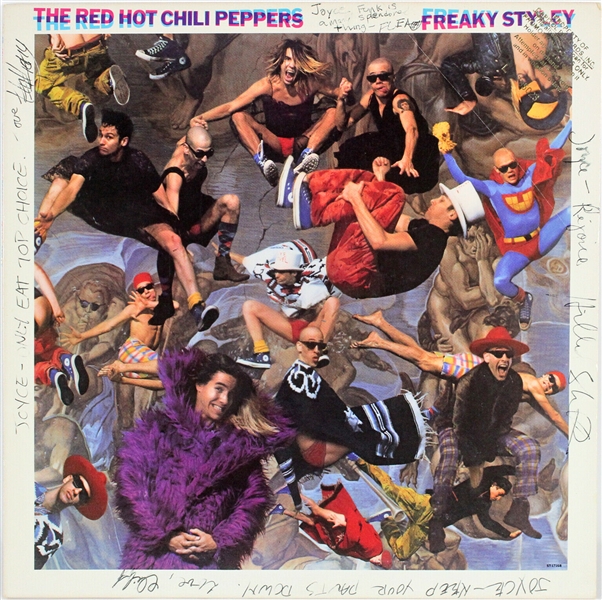 Red Hot Chili Peppers EARLY Signed Freaky Styley Album Cover w/ Complete Original Lineup incl. Ultra-Rare Slovak! (Beckett/BAS)