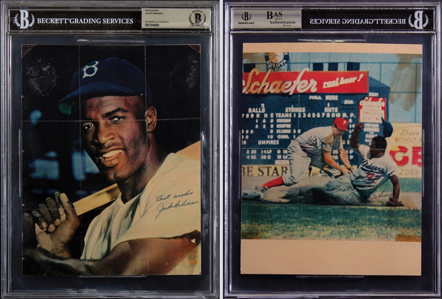 Jackie Robinson Double Signed 7.75" x 10" Color Magazine Page Photograph with GEM MINT 10 Autograph (Beckett/BAS Encapsulated)