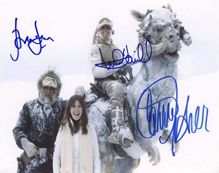 Star Wars: Fisher, Ford & Hamill Signed 10” x 8” Photo from “The Empire Strikes Back” (Third Party Guaranteed)