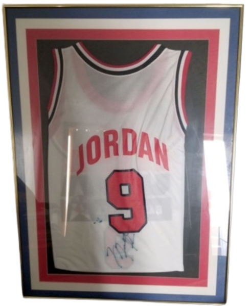 Michael Jordan In-Person Signed Team USA Replica Jersey Framed in 25” x 34” Presentation (Third Party Guaranteed) 