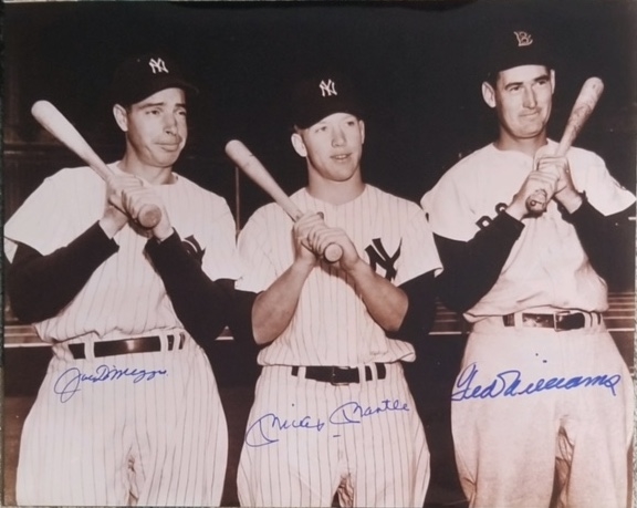 Mickey Mantle, Joe DiMaggio & Ted Williams In-Person Signed 20” x 16” Photo (Third Party Guaranteed) 