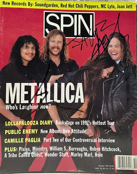 Metallica Group Signed 1991 SPIN Magazine (3 Sigs) (Third Party Guaranteed)