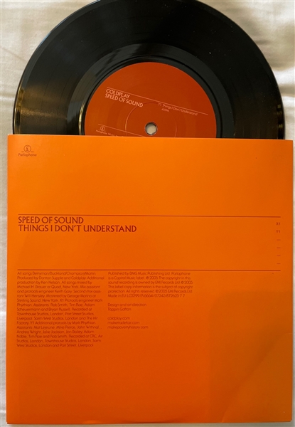 Coldplay Group Signed “Speed of Sound” 7” Single Record (4 Sigs) (Third Party Guaranteed) 