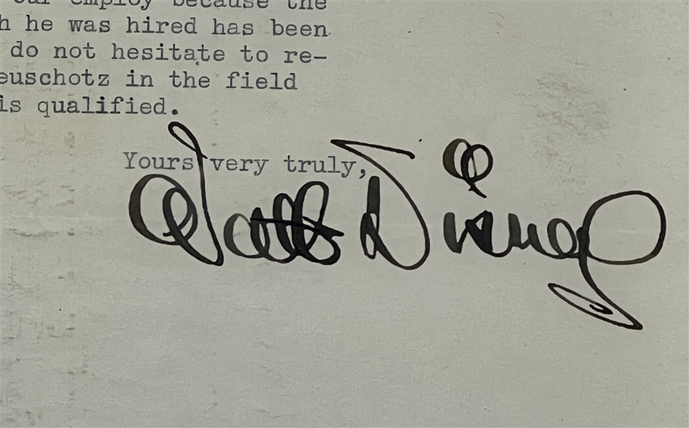 Walt Disney 1940 Impeccably Bold Typed Letter Signed (Phil Sears Disney Expert) (PSA Encapsulated) 