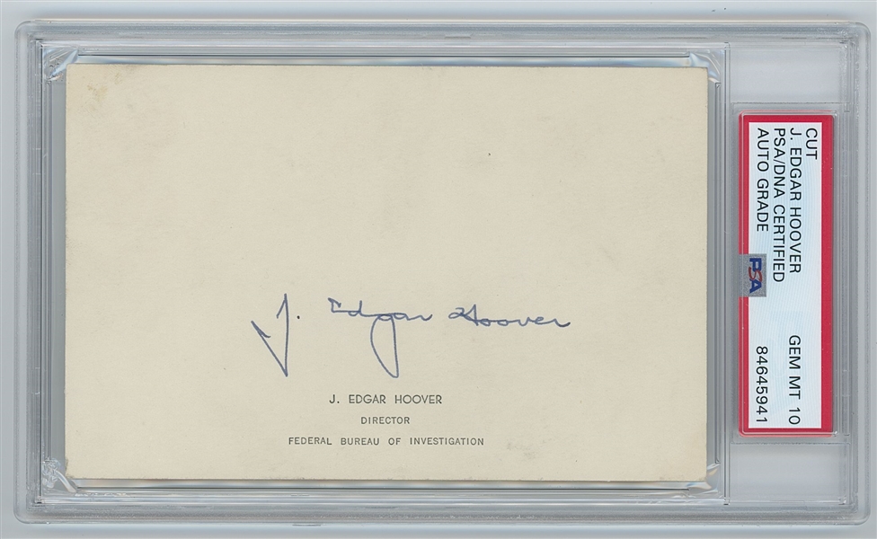 J. Edgar Hoover Signature Cut (PSA Encapsulated & Graded GEM MINT 10)