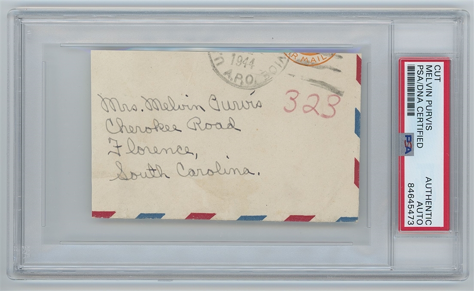 Melvin Purvis Signature Within Handwritten Mailing Address Cut (PSA Encapsulated)