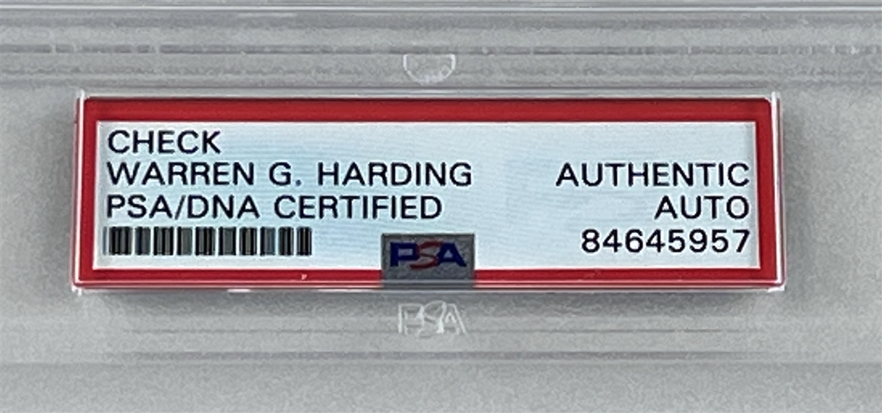 Warren G. Harding Signed Check Voucher (PSA Encapsulated)