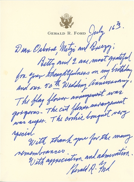 Gerald Ford Autograph Letter Signed w/ Original Mailing Envelope (Third Party Guaranteed)