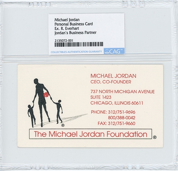 Michael Jordan Personal Business Card (CAG Encapsulated, Ex. Business Partner R. Everhart)