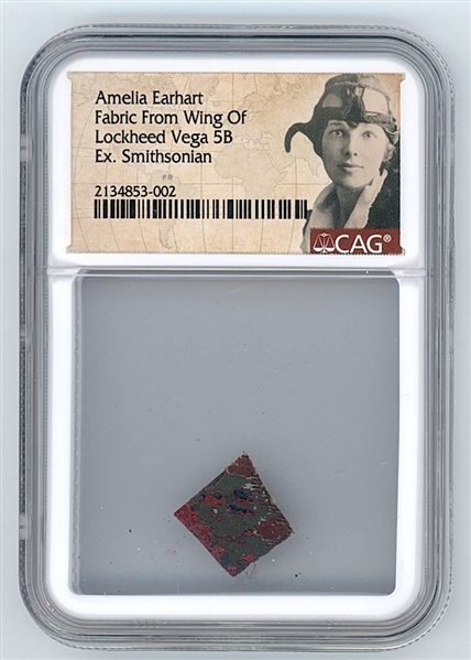 Amelia Earhart's Lockheed Vega 5b Fabric Swatch From Wing (CAG Encapsulated; Ex. Smithsonian)