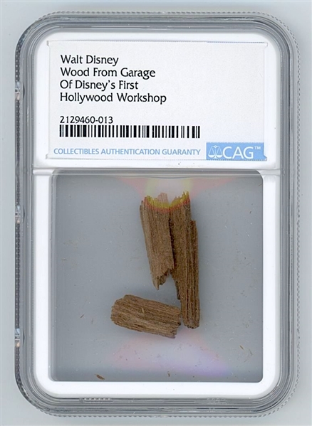 Wood Artifact From Walt Disney's First Hollywood Workshop (CAG Encapsulated) 