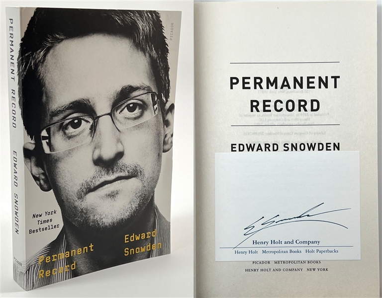 Edward Snowden Rare Signed “Permanent Record” Book (Third Party Guaranteed)