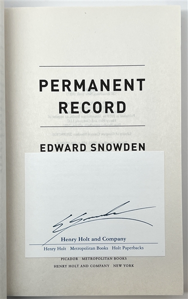 Edward Snowden Rare Signed “Permanent Record” Book (Third Party Guaranteed)