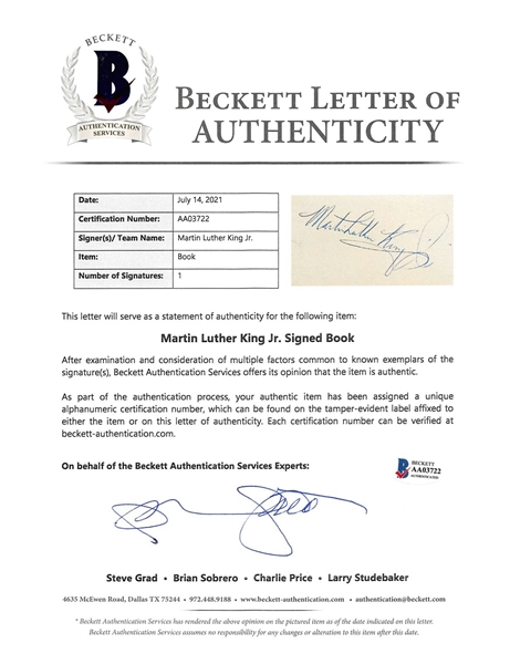 Dr. Martin Luther King Jr. Signed Typed Letter with Interesting Content (Beckett/BAS LOA)